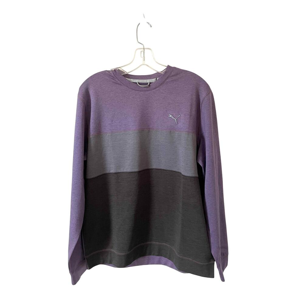 Puma Long sleeve UPF 40 Pullover Shirt Purple Gray Size Large NEW